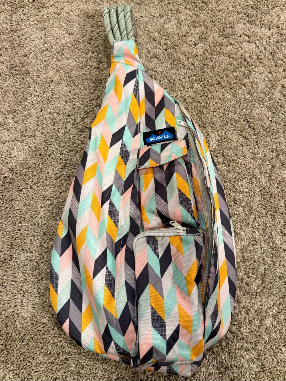 KAVU Rope Sling Backpack Geometric Chevron Crossbody Bag